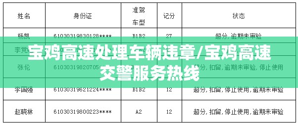 宝鸡高速处理车辆违章/宝鸡高速交警服务热线