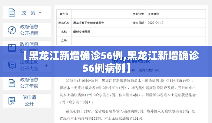 【黑龙江新增确诊56例,黑龙江新增确诊56例病例】