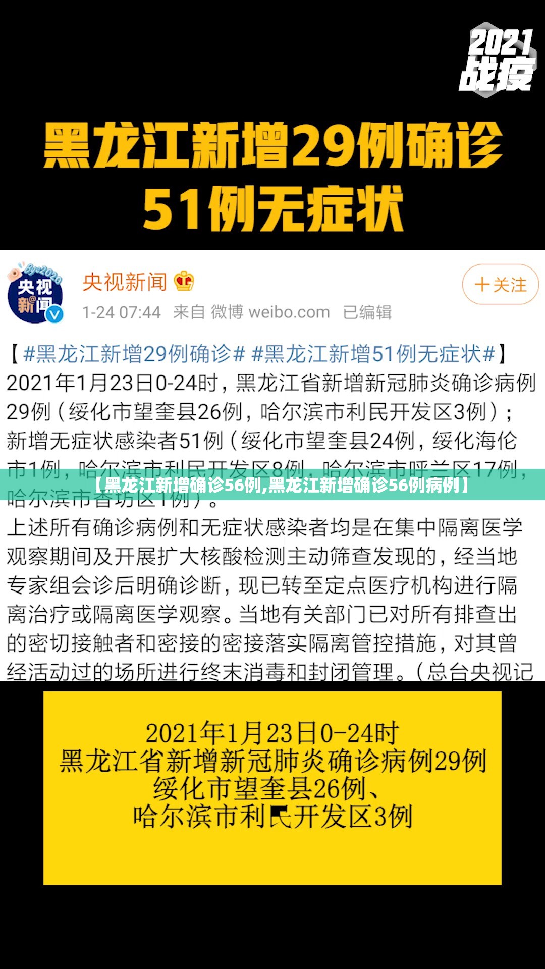 【黑龙江新增确诊56例,黑龙江新增确诊56例病例】