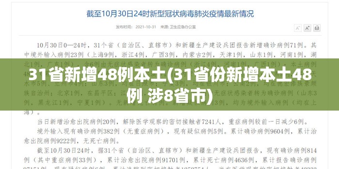 31省新增48例本土(31省份新增本土48例 涉8省市)