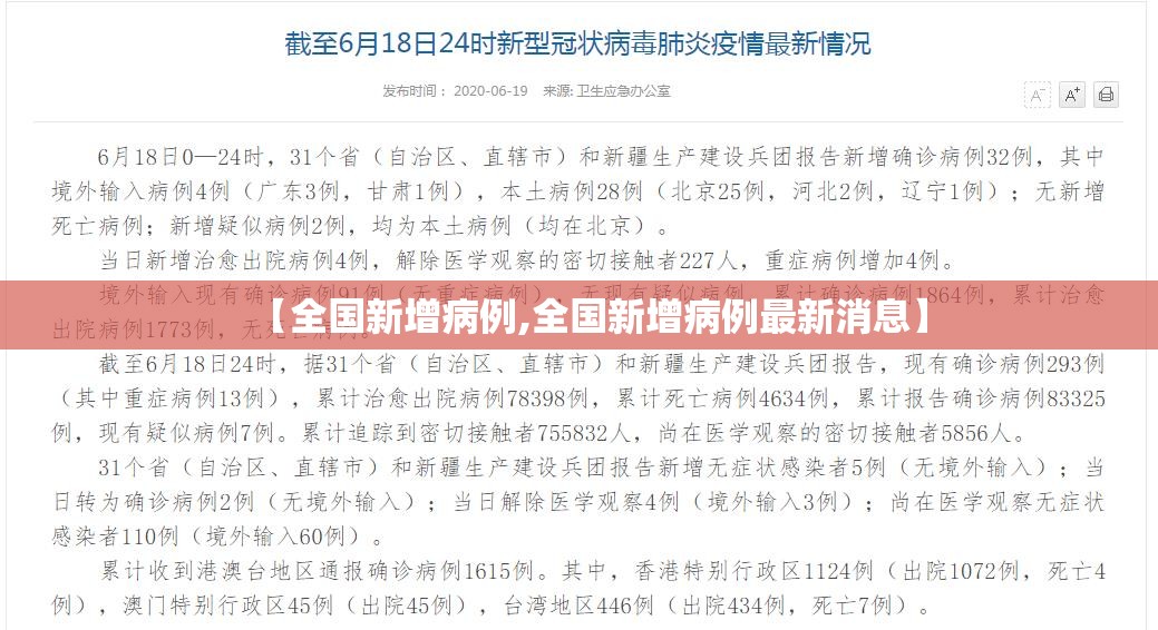 【全国新增病例,全国新增病例最新消息】
