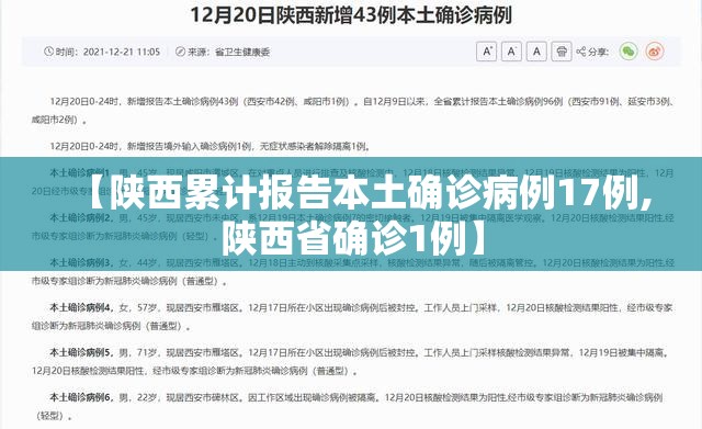 【陕西累计报告本土确诊病例17例,陕西省确诊1例】