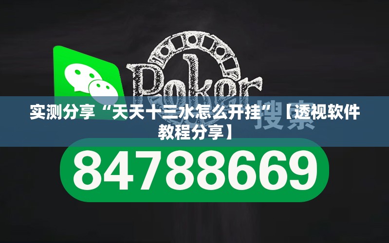 实测分享“天天十三水怎么开挂	”【透视软件教程分享】