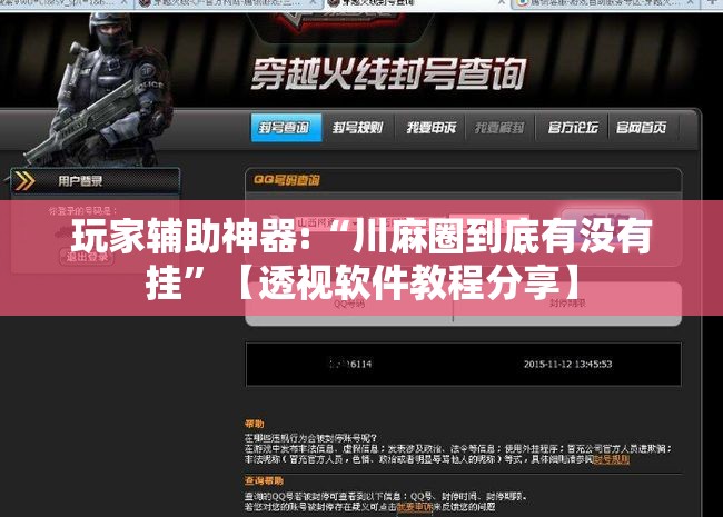 玩家辅助神器:“川麻圈到底有没有挂”【透视软件教程分享】