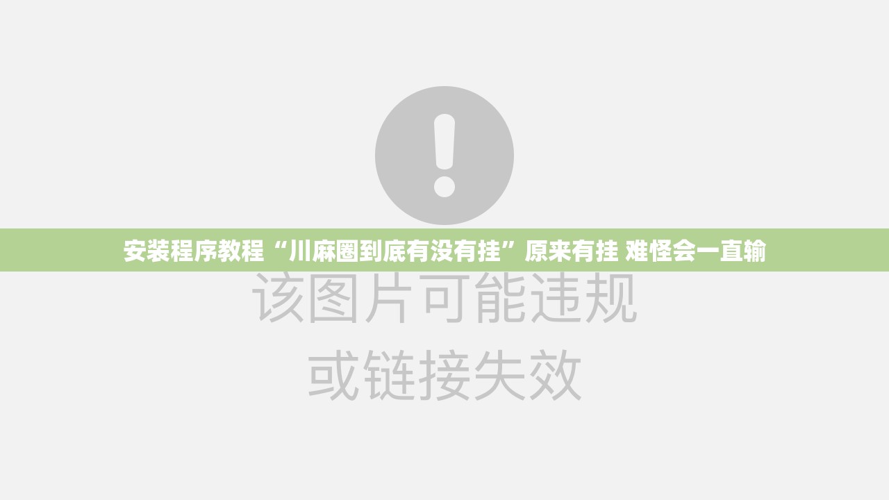 安装程序教程“川麻圈到底有没有挂”原来有挂 难怪会一直输