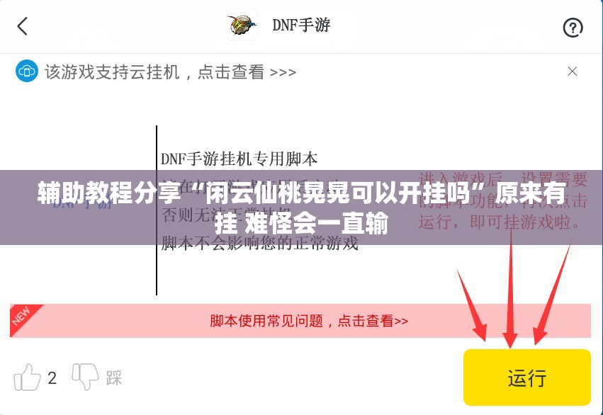 辅助教程分享“闲云仙桃晃晃可以开挂吗”原来有挂 难怪会一直输