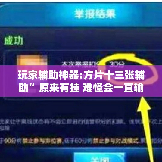 玩家辅助神器:方片十三张辅助	”原来有挂 难怪会一直输