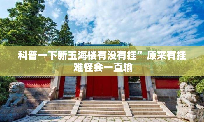 科普一下新玉海楼有没有挂	”原来有挂 难怪会一直输