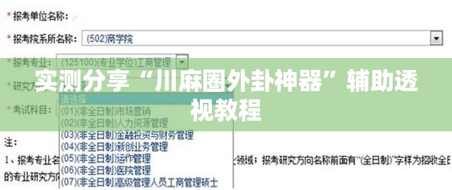 实测分享“川麻圈外卦神器	”辅助透视教程