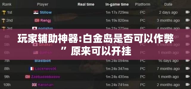 玩家辅助神器:白金岛是否可以作弊	”原来可以开挂