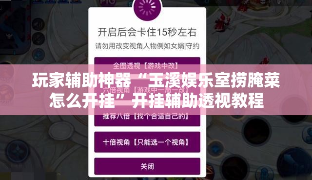 玩家辅助神器“玉溪娱乐室捞腌菜怎么开挂”开挂辅助透视教程