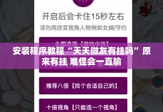 安装程序教程“天天微友有挂吗”原来有挂 难怪会一直输