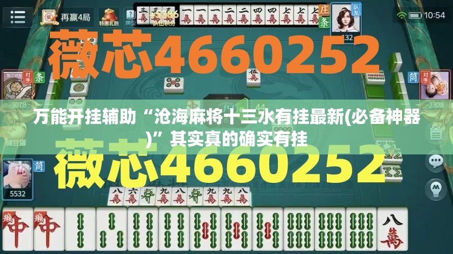万能开挂辅助“沧海麻将十三水有挂最新(必备神器)”其实真的确实有挂
