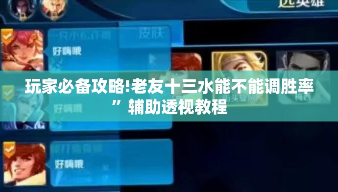 玩家必备攻略!老友十三水能不能调胜率”辅助透视教程