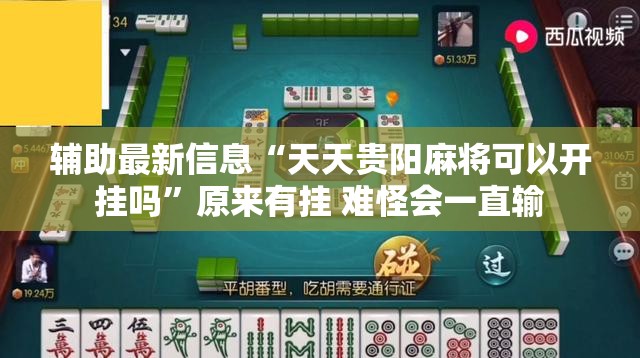 辅助最新信息“天天贵阳麻将可以开挂吗”原来有挂 难怪会一直输