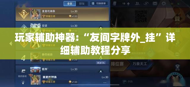 玩家辅助神器:“友间字牌外_挂”详细辅助教程分享